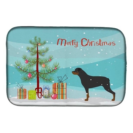 Carolines Treasures Carolines Treasures BB2984DDM Rottweiler Merry Christmas Tree Dish Drying Mat BB2984DDM